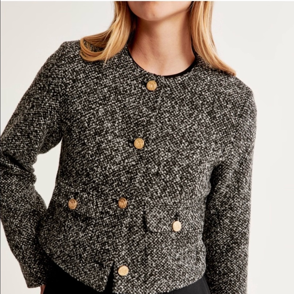 NWT - Abercrombie & Fitch tweed collarless jacket - Picture 2 of 8